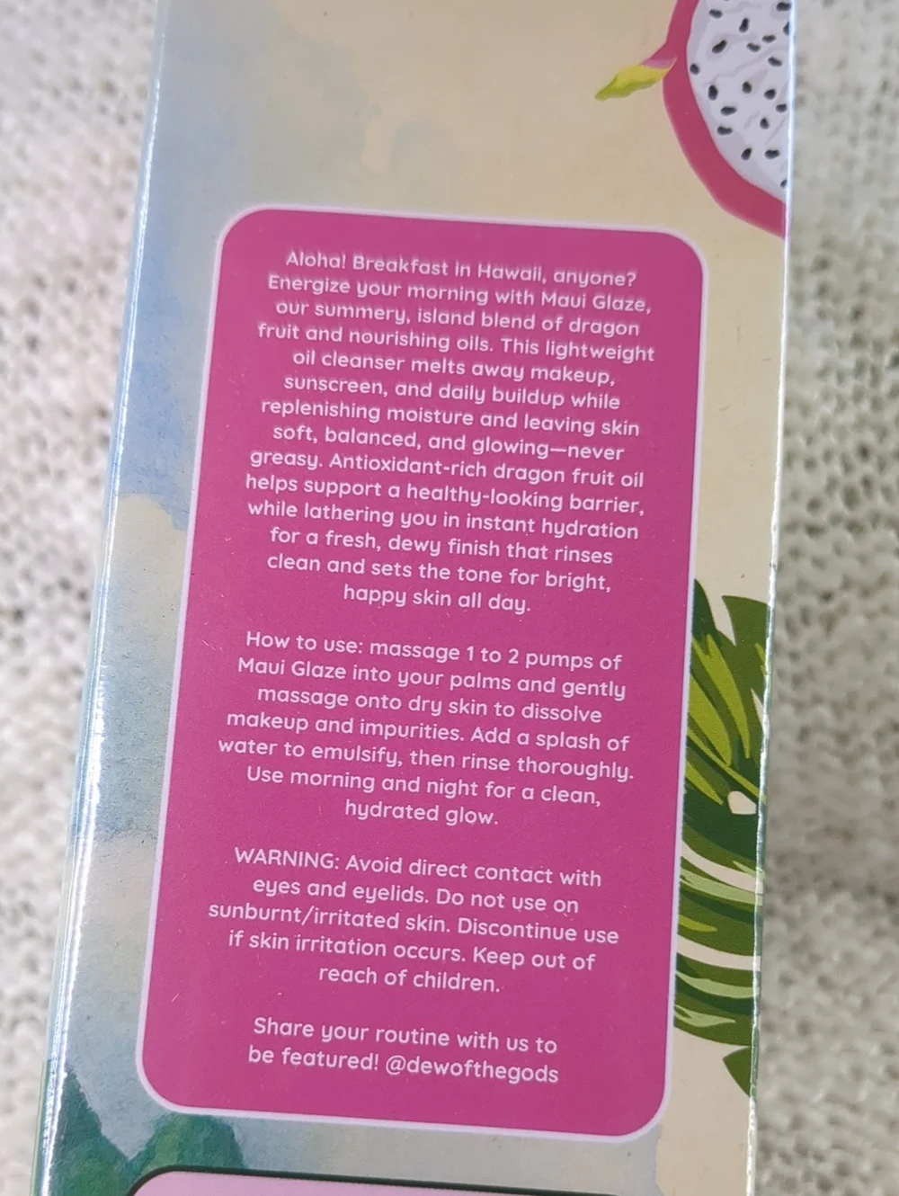 Dew of the Gods Maui Glaze Dragon Fruit Facial Cleanser, 150ml/5.07fl oz